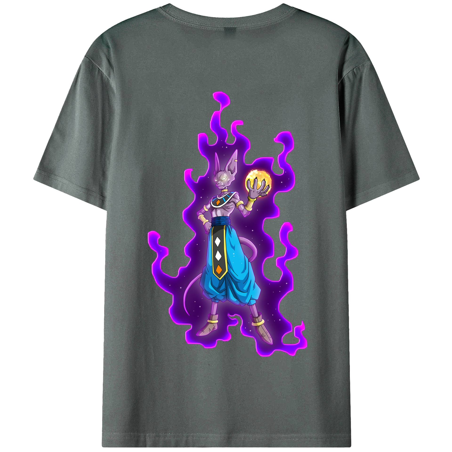 （画像用） ドラゴンボール ビルス 破壊神ビルス DRAGON BALL Beerus Birusu 綿100％半袖Tシャツ（背面プリント）